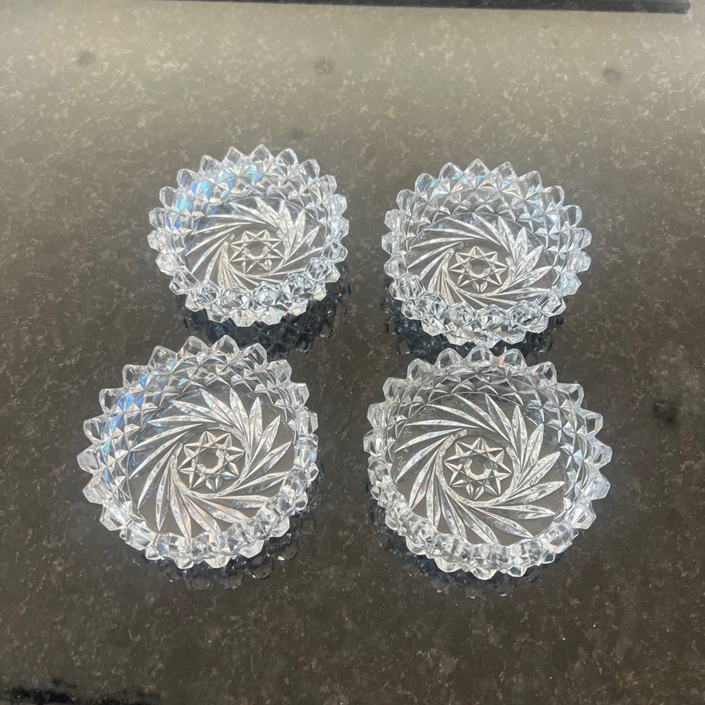 Elegant Crystal Ashtrays Set of 4